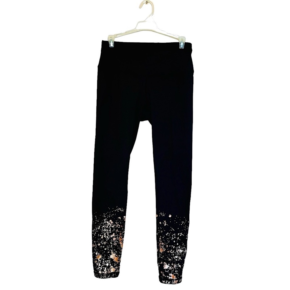 Bebe Sport Black Metallic Ombré Stretch Leggings Size Small